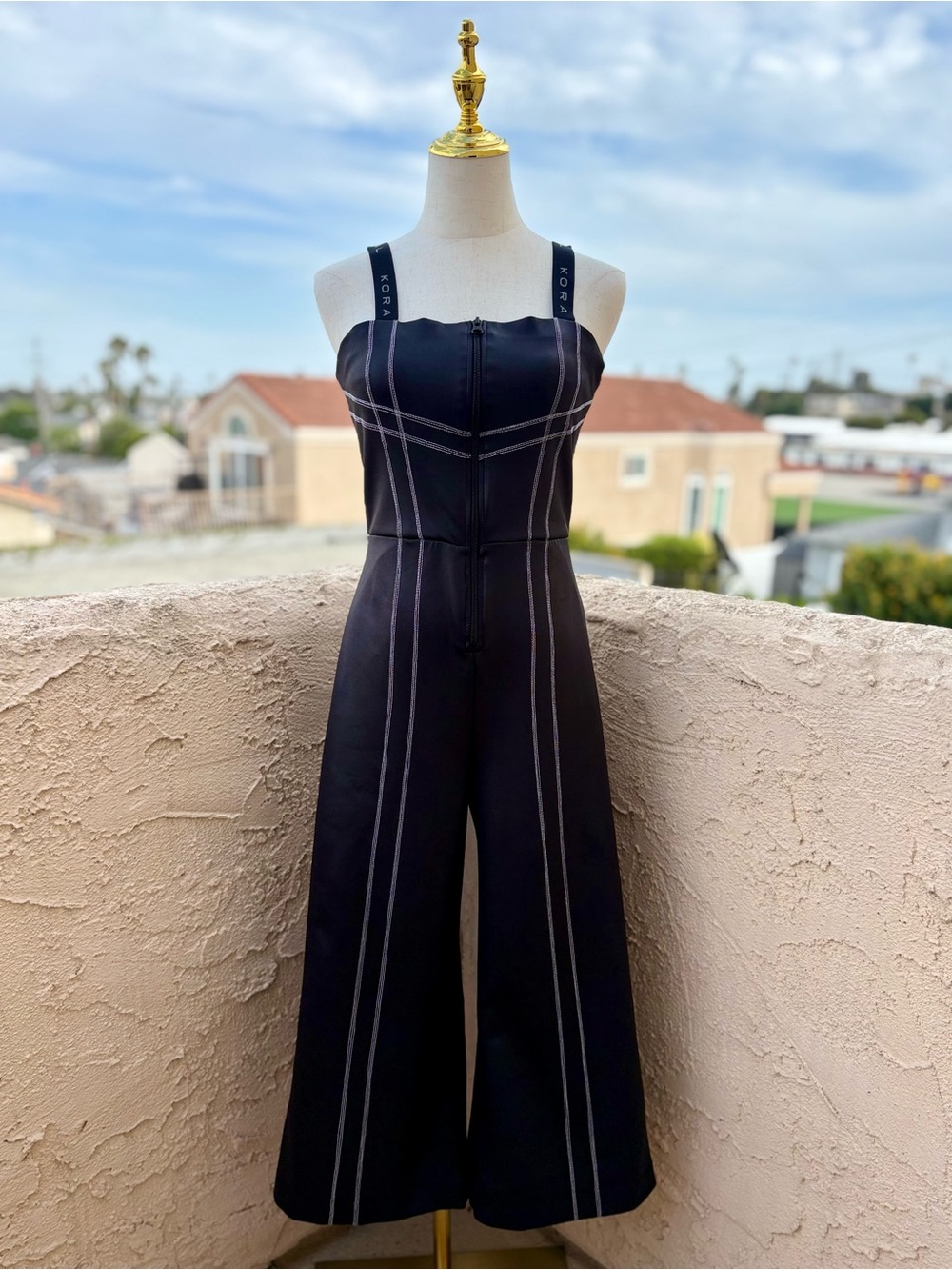Koral Activewear scuba neoprene athleisure cropped jumpsuit size S small